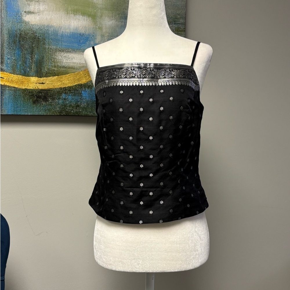 Ann Taylor Sequin Bustier Camisole in Black and Silver